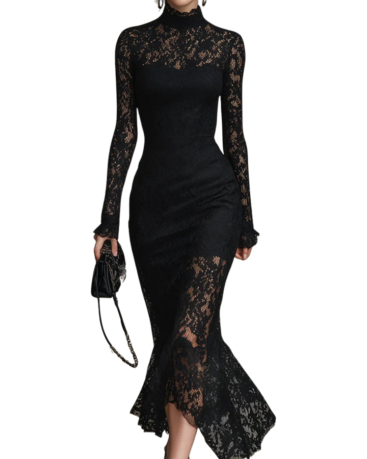 Veronika | Black Lace Maxi Dress