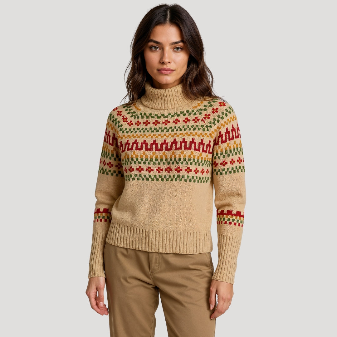 Addison | Women’s Spring Patterned Turtleneck Knit Sweater