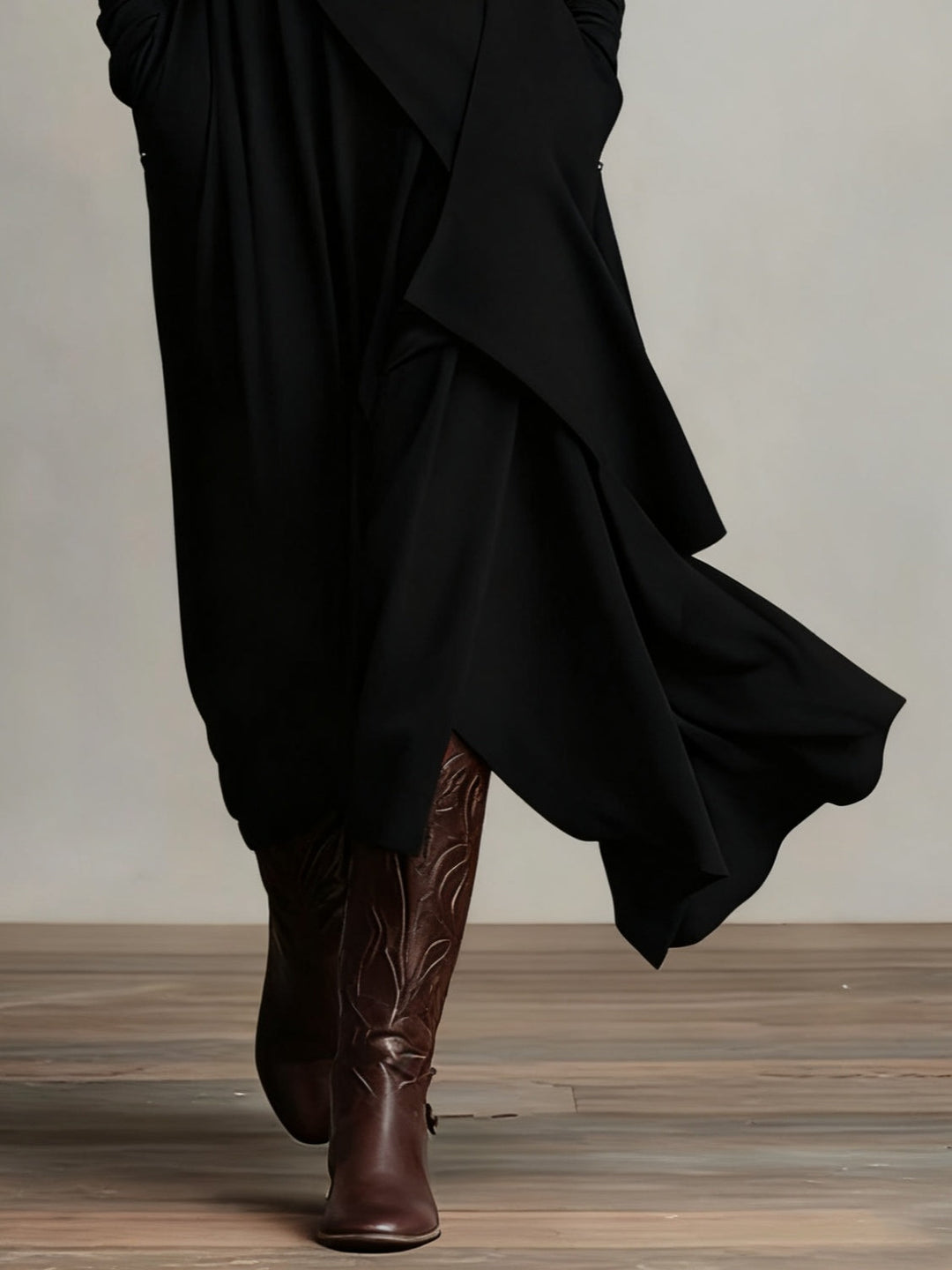 Giorgia - Asymmetrical Maxi Pleated Dress in Purple with High Neck (Necklace not included)